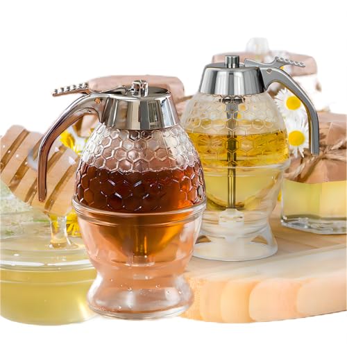 Mrchrogge 1 Set Honey Syrup Dispenser Hourglass Shape Leakproof Transparent
