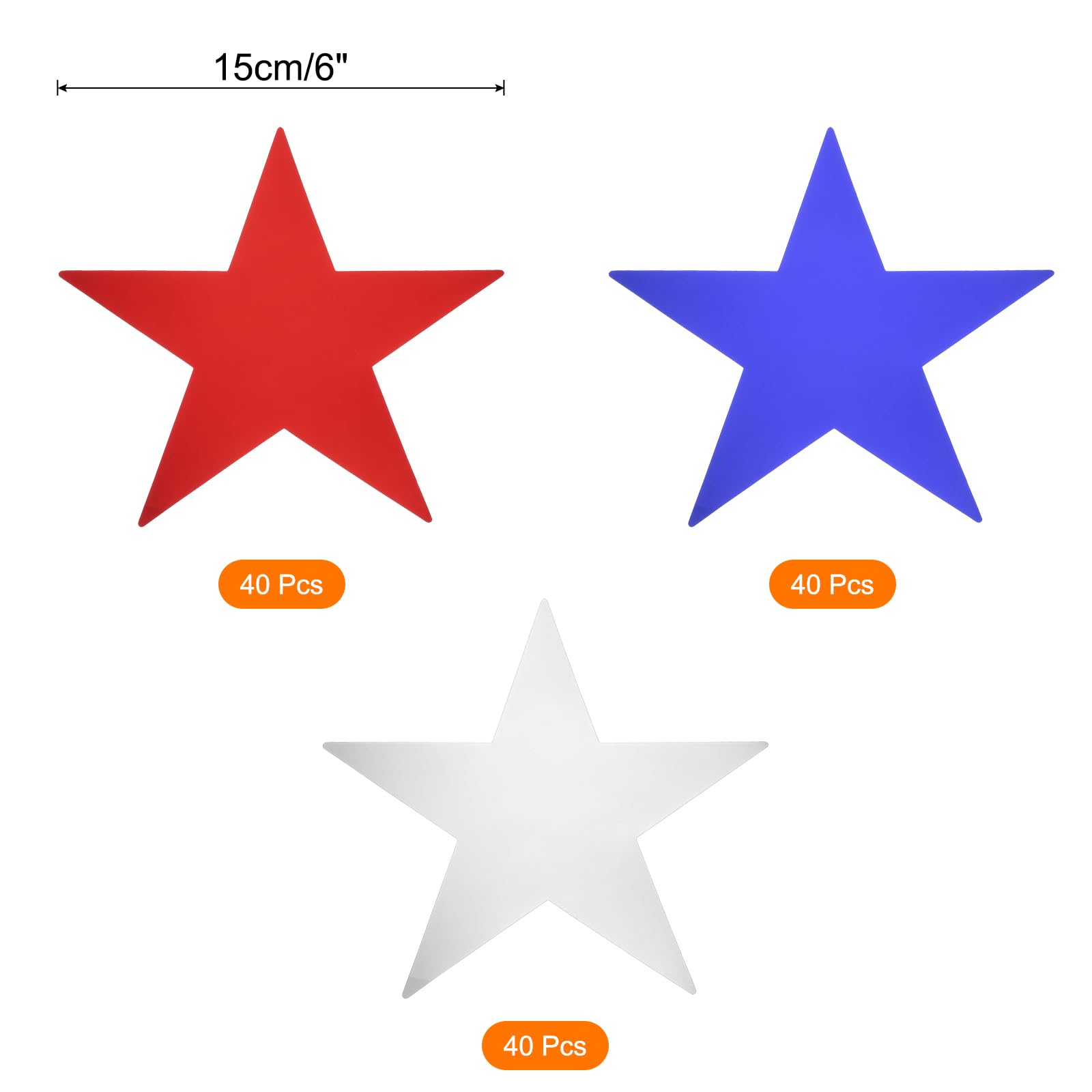 QUARKZMAN 120 Piezas Recortes de Estrellas Papel de Doble Cara Decoración de Estrellas de Cartón para la Pared de la Clase Fiesta Nocturna de Cine, 6 Pulgadas (Azul, Plata, Rojo)