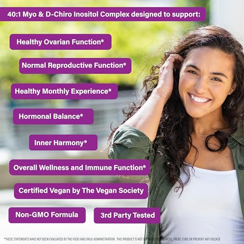 Image of Health Thru Nutrition OVARIS | Ovarian Health Complex | Inositol 40:1 Myo to D-Chiro | Hormonal & Ovary Function Support | Vitamin B8 Supplement for Women | Certified Vegan Non-GMO | Pack of 120