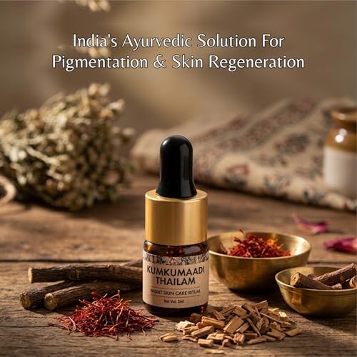 Image of Jivanta Kumkumadi Thailam Face Oil | Ayurvedic Serum with Saffron & Turmeric | Anti-Aging, Pigmentation & Dark Spot Reduction | 5ml