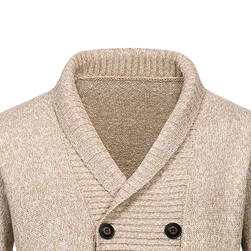 Men'sDouble Breasted Cable Knit Sweater Button Down Shawl Collar Cardigans Chunky Comfortable Knit Cardigan3