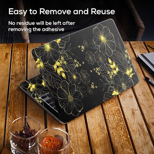 Image of Galaxsia Floral D31 Full Body Vinyl Laptop Skin /Sticker /Cover Upto 15.6 Inches Laptops Laminated-Removable-HD Quality Compatible for Hp-Dell-Sony-Lenovo-Asus etc.(15x10 Inches)