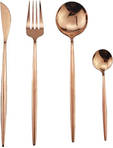 JASHII Juego de cubiertos de 24 piezas de cubiertos de acero 304 manchado para el hogar, servicio para 6, cuchillo de carne pulido espejo, tenedor, disponible en Yaxa Guatemala