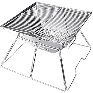 kalili バーベキューコンロ 焚火台 折り畳み式 携帯便利 ステンレススチール製 32x32x22㎝ 2-4人用 火傷防止デザイン