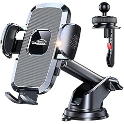 Soporte Para Agarrar El Movil Rainway Soporte Movil Coche,【3 en 1】 Soporte para Movil Coche, Apto para Parabrisas/Salpicaderos/Salida De Aire, con Potentes Ventosas, Compatible con iPhone, Samsung y Más.