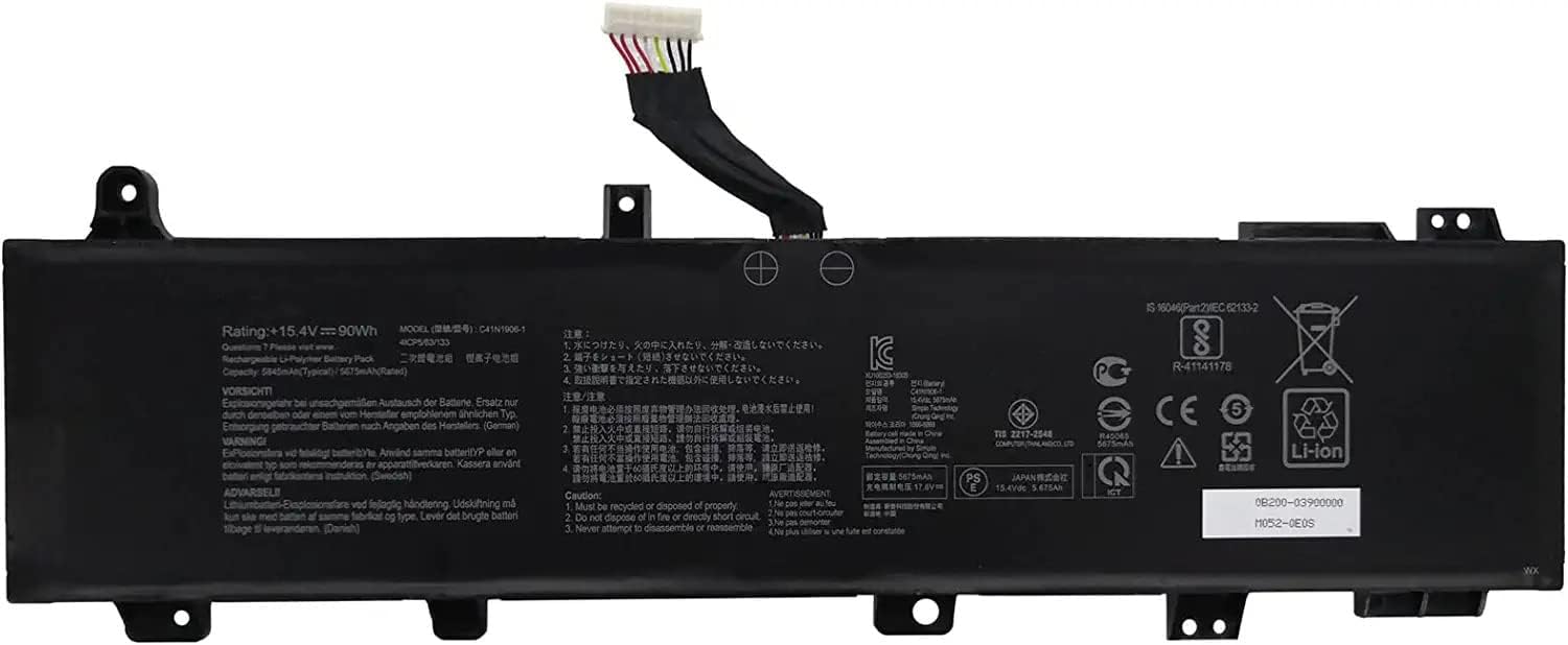 C41N1906-1 B0B200-03620000 0B200-03590000 Batería de Ordenador portátil | Recambio para ASUS ROG Zephyrus Duo 15 GX550 TUF Gaming A15 FA506 FA506QR 2021 A17 FX766IU F15 FX506 Series(15.4V 90Wh)