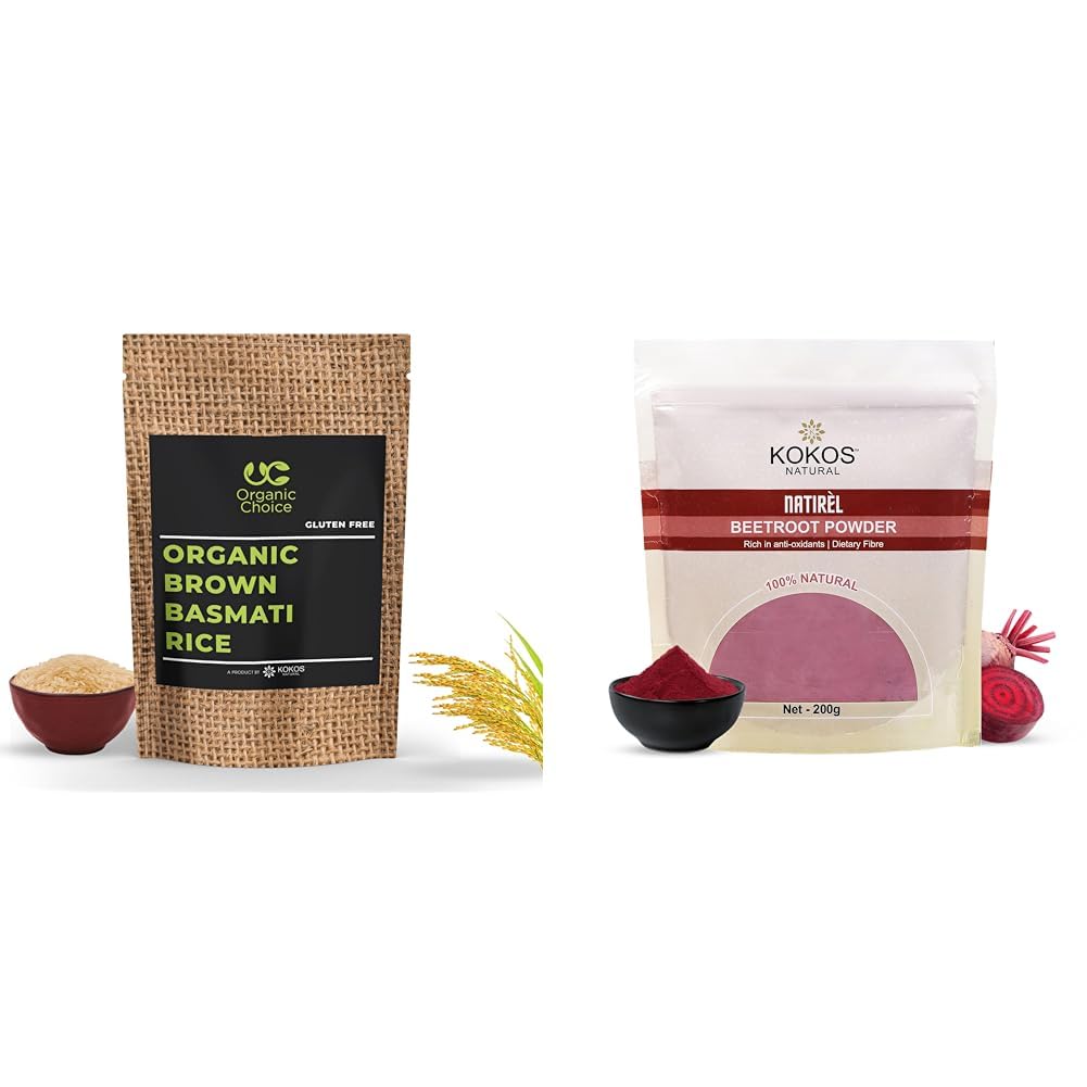 Kokos Natural - Brown Basmati Rice 1kg, Beetroot Powder, 200g - Total 1200 Gm