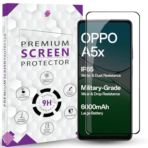 Image of Premium Tempered Glass Screen Protector Guard For Oppo A5X 5G (6.67 Inch, Pack of 1) | Edge to Edge Coverage With Easy to installation kit