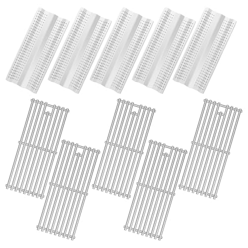 5 Pcs Stainless Steel 9MM Cooking Grates With 5Pcs Flame Tamer for Blaze Grill Parts For Blaze 5 Burner Grill Model BLZ-5LP BLZ-5LP-Cart BLZ-5LTE-LP BLZ-5LTE-NGBLZ-5LTE2-LP BLZ-5LTE2-NG BLZ-5NG-Cart