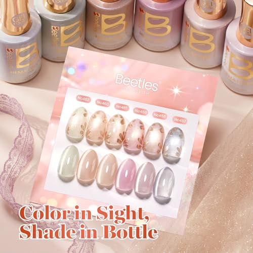 Image of Beetles Cat Eye Gel Nail Polish Set - Glow Forge 6 Colors 0.5Oz Full Size Glitter Gel Polish Kit Nude Pink Purple Blue Green Magnetic Effect Soak Off UV Salon at Home Manicure Gift