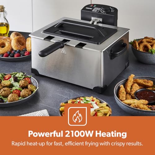 GEEPAS Deep Fat Fryer with Triple Baskets | Large 5L Electric Fryer with Viewing Window, Adjustable Temperature Control | 4L Large Basket & 2L Each 2 Small Baskets | Stainless Steel, Silver 2000W - Image 4