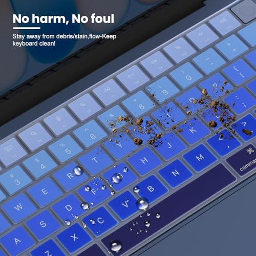 Image of Keyboard Cover Compatible with 2026 MacBook Neo 13-inch Laptop with A18 Pro chip A3404 with Touch ID, Apple MacBook Neo 13 Keyboard Protective Skin - Gradual Blue