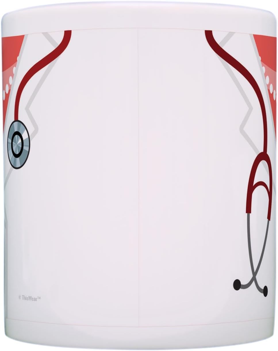ThisWear Dr Gifts Stethoscope and Doctor's White Coat with Pearl Necklace 2 Pack 11oz Ceramic Coffee Mug Set
