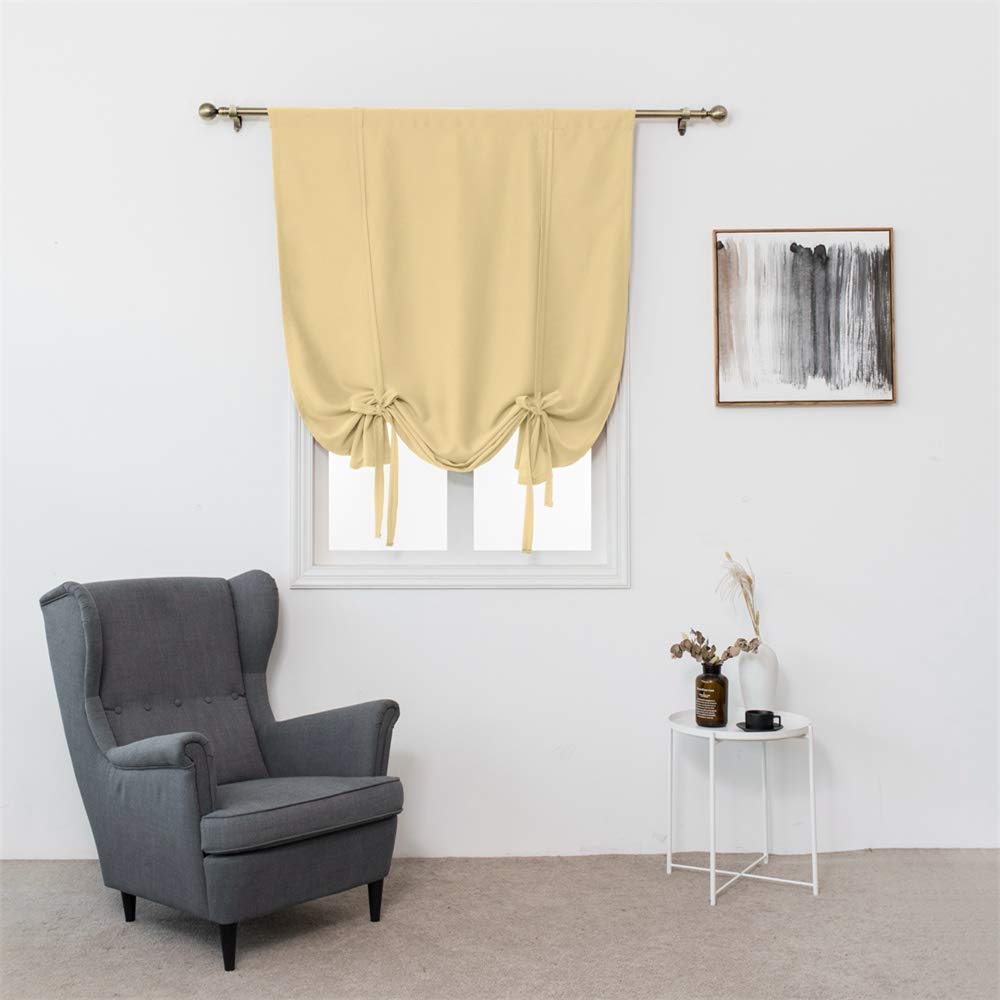ele ELEOPTION Attacher Les Stores occultant Rideau de fenêtre Isolant Thermique Drapé Panneau Décoration de la Maison Balloon Shades pour Chambre (Beige, 120 * 120cm)
