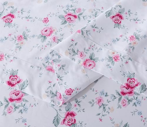 FADFAY Rose Sheets Set Twin XL Pink Floral College Bedding Rustic Botanical Dorm Sheets Vintage Farmhouse Bedding 100% Cotton Breathable Collection with Deep Pocket Fitted Sheet 4Pc, Twin XL Size by FADFAY - Image 8