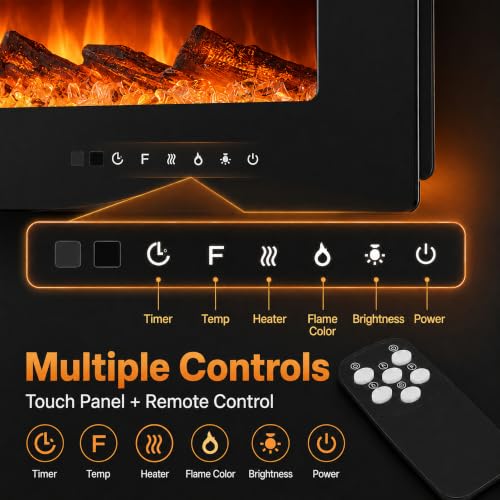 Image of GarveeTech 40 Inch Black Electric Fireplace, 750W /1500W Wall Mounted Heater