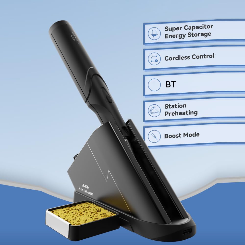 Saldatore wireless TS1C Super-condensatore Tecnologia di archiviazione Comunicazione BT Preriscaldamento intelligente Alimentazione PD standard Facile aggiornamento del firmware con TS-B02 Bit