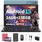 2026 Android tablet 10 inch, Android 15 Tablet with Keyboard, 24GB+256GB+2TB Expand, 2 in 1 Tablets with Gemini AI, 8-Core, 8000mAh, Widevine L1, GMS, Tablets PC with Case, Mouse, Stylus (Pink Case)