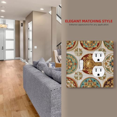 Boho Luxury Gold Embossed Moroccan Tile Print Wallplates 1 Toggle 1 Duplex Switch Plate Electrical GFCI Faceplate Decorative Light Switch Covers for Bathroom Kitchen Decor by Rcaryponeatra - Used condition - Image 7