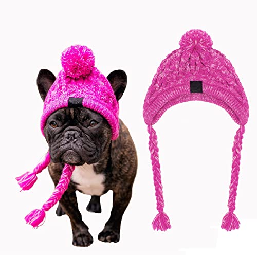 Treonca Dog Hat For Small Medium Dogs Pets Winter Warm Knitted Hat With Ear Holes,Pink #TOP12