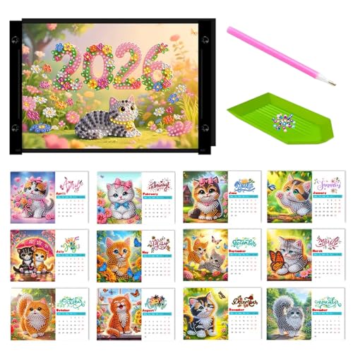 Hekasvm Diamond Painting Weihnachten Adventskalender 2025 2026 Diamond-Painting Tischkalender für Kalender Malen nach Zahlen Kalender 2026 für DIY Bastel Partygeschenk (G)