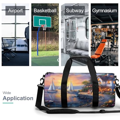 The Mediterranean Harbour Sports Gym Bag Travel Duffel Workout Bag with Adjustable Strap3