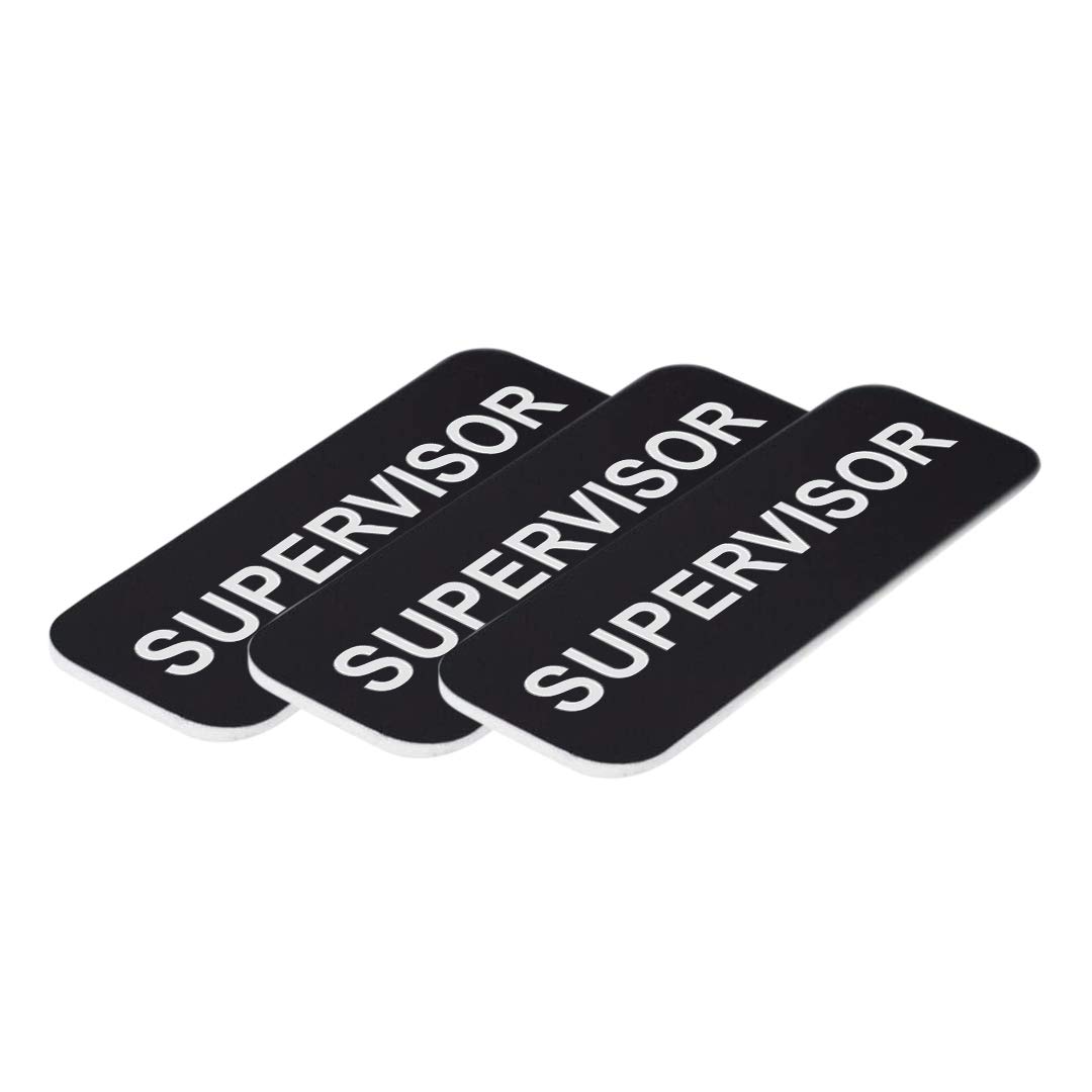 Supervisor 1 x 3" Name Tag, Black (3 Pack)