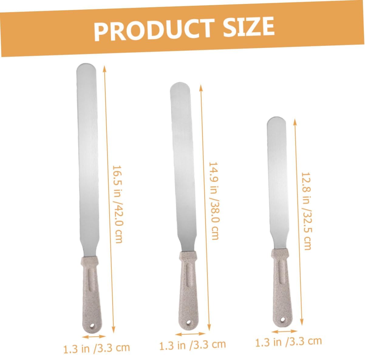 CHILDWEET 3pcs Baking Spatula Set Wheat Straw Handle Cake Scrapers Butter Scrapers for Kitchen Cake Decorating and Cream Frosting, 8/10/12 Inch Reusable Baking Tools for Home Use