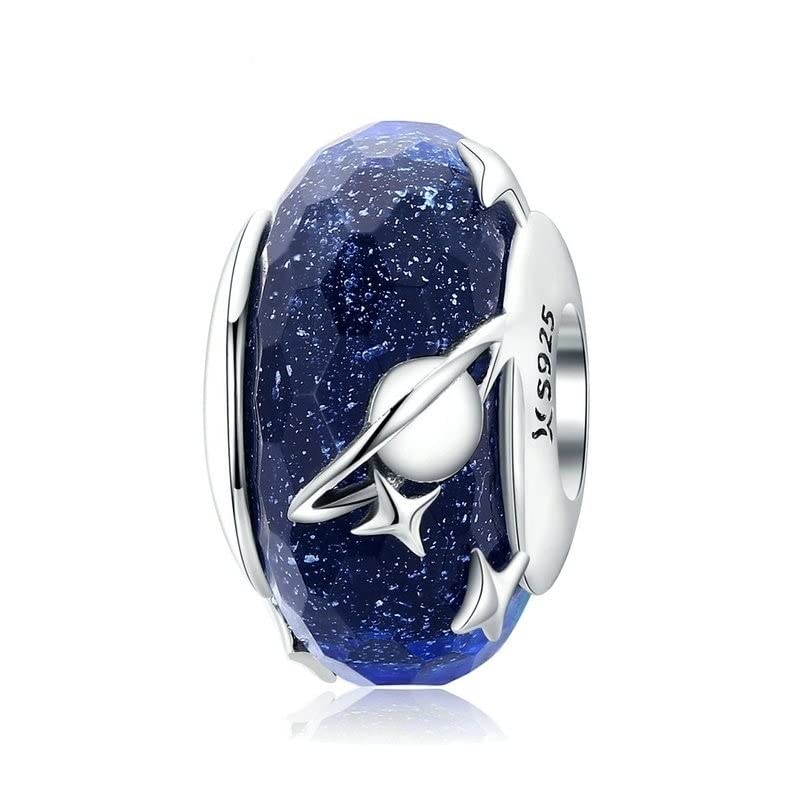 Charm perles en verre argent sterling 925 galaxie pour bracelet