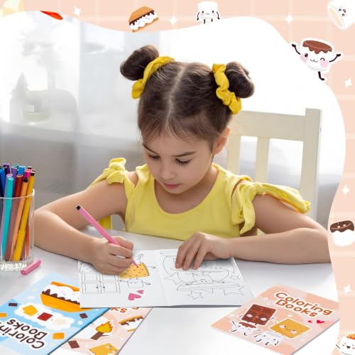 Image of Bulk Marshmallow Coloring Books, 48Pcs Mini Drawing Booklet for Kids | Campfire Camping Theme DIY Art Coloring Book with Marshmallow for Toddlers Birthday Party Goodie Bag Stuffer Classroom Crafts