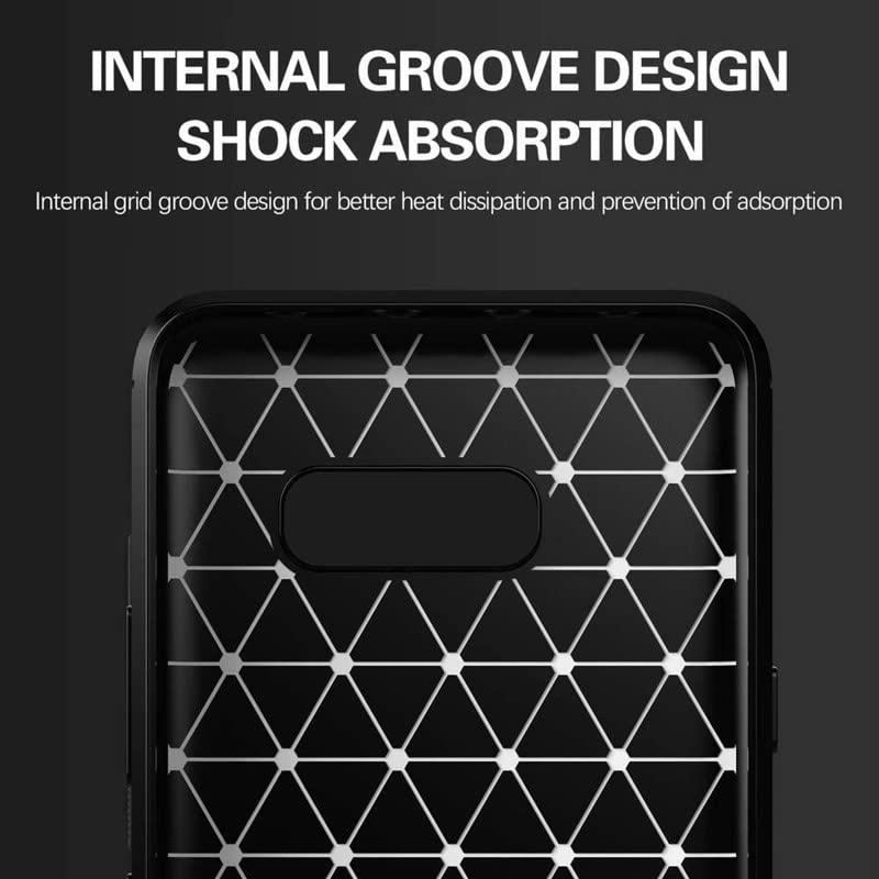 Image of NPRC Hybrid Ultra Slim Protective Case TPU Non-Slip Carbon Fiber Texture Shockproof Case Cover for Lg G8X - Black