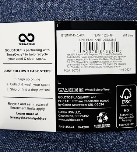 Gold Toe Men's Dress Socks, Flat Knit Crew, 6-12.5 Shoe Size, Blue, 4 Pairs3