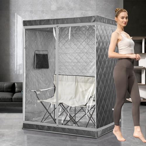iDOTODO Tenda sauna a vapore portatile per 2 persone, tenda per sauna a vapore per la casa, pieghevole per 2 persone, leggera, tenda da sauna portatile per casa, sedia pieghevole per 2 persone, vapore