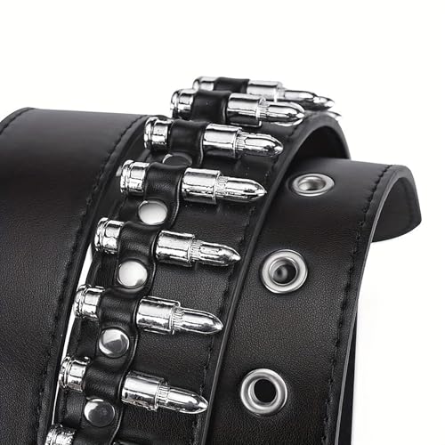 Black Bullet Rivet Belt Studded Gothic Belt Stud Waist Belt Punk Metal Belt Scene Style Belts Leather Grommet Belts For Halloween Cosplay4