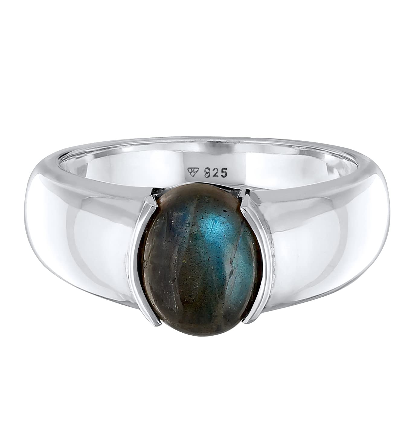 Kuzzoi Siegelring Herrenring 10 mm mit Labradorit Ste925 Silber poliert