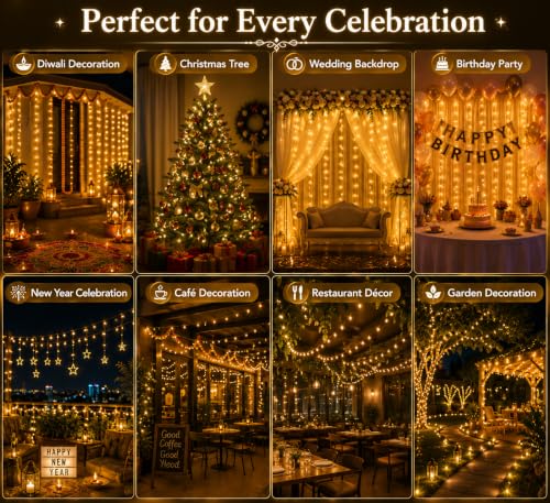 Image of Quace LED Fairy String Lights 72 Feet Warm White, 72 LEDs on Decorative String Lights with Flexible Wire for Diwali, Wedding, Balcony, Bedroom, Party, Indoor & Outdoor Home Decoration, Pack of 1
