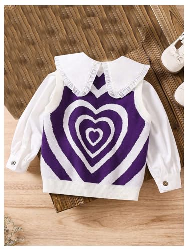 Floerns Toddler Girl's Heart Print Sleeveless Sweater Vest Crew Neck Cute Knitted Pullovers2