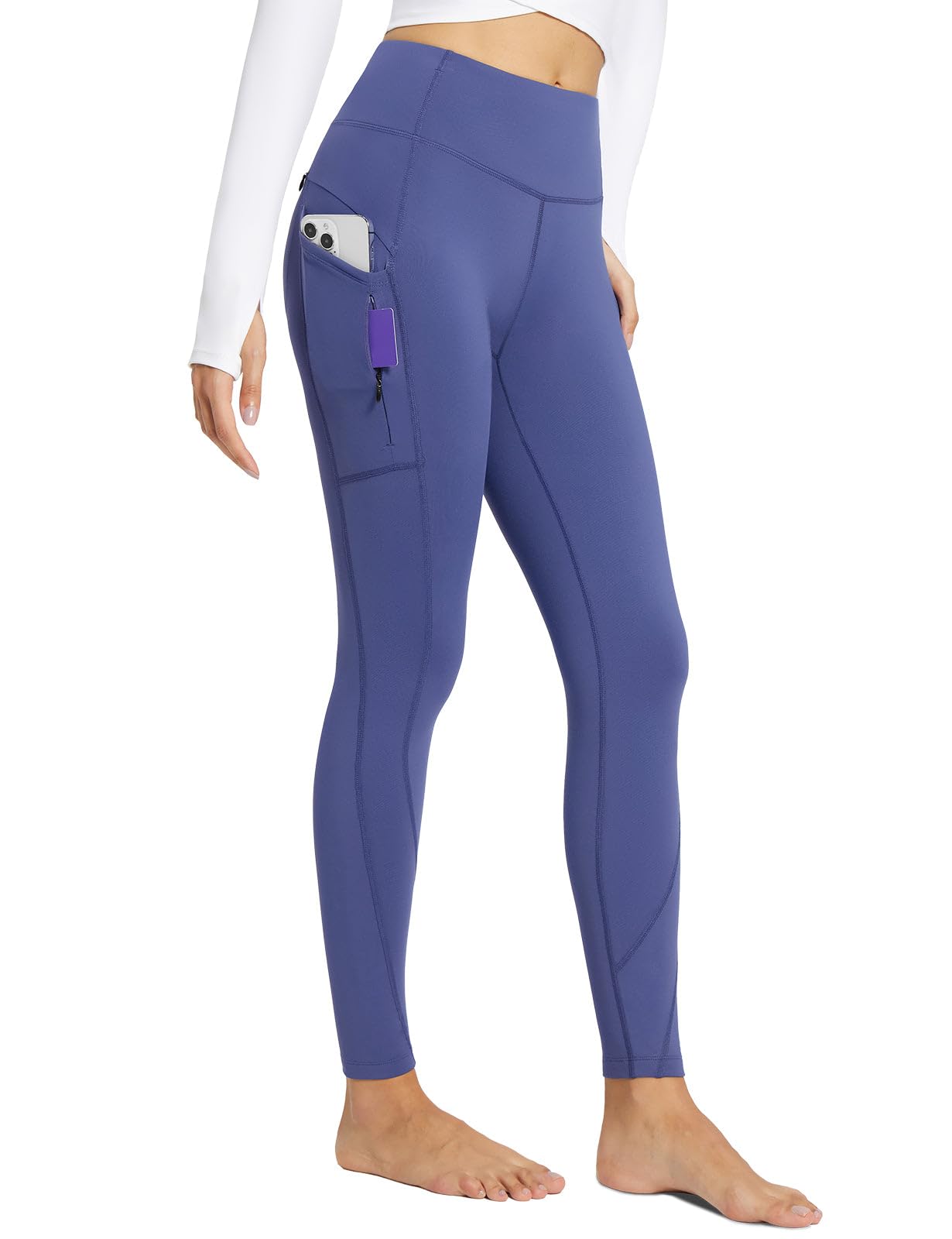 baleaf Women's Fleece Lined Leggings with 5 Pockets, Thermal Warm Winter Tights High Waisted Yoga Pants Cold Running Gear