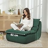 HOMCOM Bodenstuhl mit einteiligem ultrahochdichtem Schaumstoff, Bodensessel Lazy Sofa mit Samtoptik Meditationsstuhl Relaxsessel für Zuhause, Büro, Grün