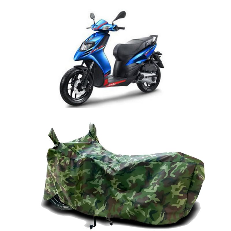Image of DUFFEL-100% Heat Protection Two Wheeler Bike /Scooty Body Cover for Aprilia SR 125 Water Resistance /UV-Rays /Birds Dropping /Scratchproof /Dust Proof /Waterproof[Green Jungle Print]