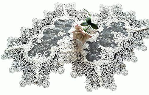 Galleria di Giovanni Set of Two Doilies Dresser Scarf Scarf Lace Victorian English Rose Sheer Lace Vintage Style Doily Place Mats