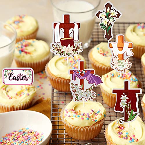 Gwing 18Pcs Cross Cupcake Toppers - Religious Party Cupcake Toppers,Happy Easter Party Cupcake Decorations, Religious Easter - Christian Holiday Decorations, Multicolor #TOP2