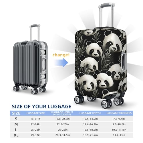 Panda Graphic Black and White Travel Luggage Cover Elastic Washable Suitcase Cover Protector Fashion Stretch Baggage Covers Dustproof Suitcase Sleeve Fits 18-32 inch luggage Large2