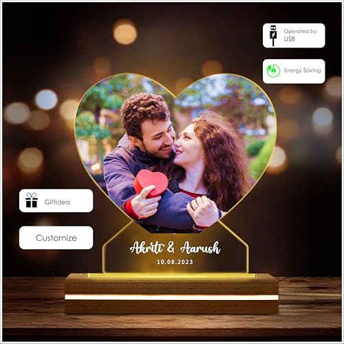 Image of THE GRANDEUR Acrylic LED Photo Lamp, Personalised Anniversary Gift for Couples, Wedding, Birthday, Valentine's Day (Cupid Love), Transparent
