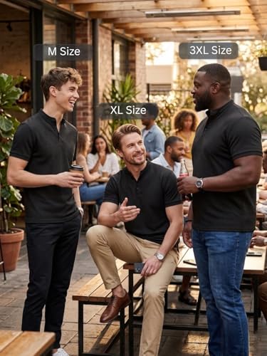 Image of Leriya Fashion Men's Textured Mandarin Collar T-Shirt | Premium Casual Polo Style T Shirt for Men | Smart Casual Office, Party &Everyday Wear