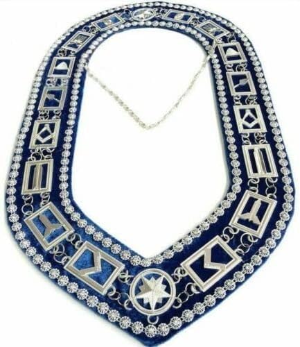 Masonic Regalia Master Mason Blue Lodge Chain Collar silver With beading Gift For Freemason