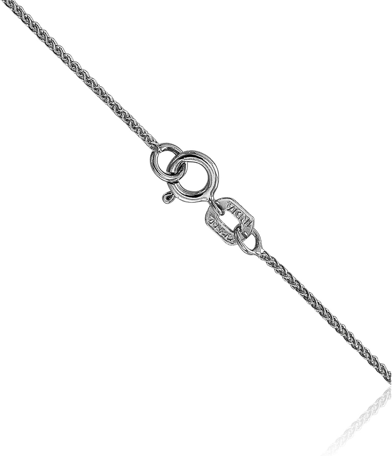 IceCarats 14K Solid White Gold 0.85mm Dainty Spiga Wheat Chain Necklace Polished