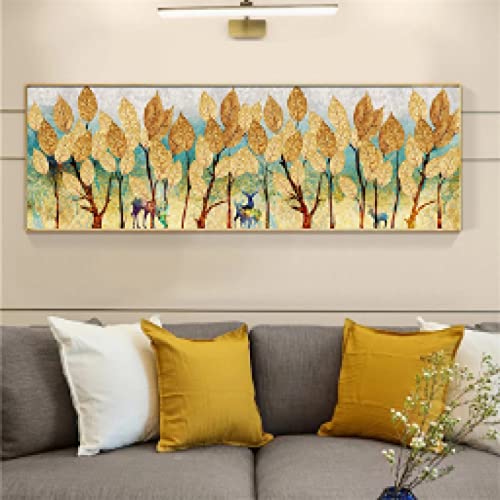 Arbre doré peintures sur toile pour illuminer un mur sombre avec style retro nature