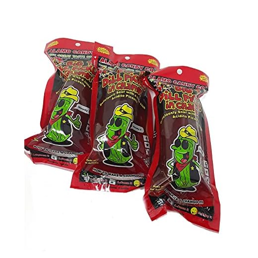 Alamo Candy Big Tex Dill Pickle In Chamoy - Three Pickles - Individually Wrapped - Made In San Antonio, Texas - Large Pickles
