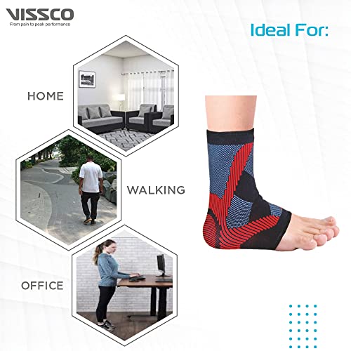 Image of Vissco 3D Ankle Support With Gel Padding, Stretchable Ankle Support for Injured Ankles, Arthritic Pain, Swelling, Stiff Joints, Pain Reliever for Strained or Sprained Ankles - XXL (Multicolor)